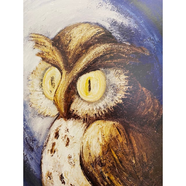 Vintage 1977 Brunon Exhibition Poster Paris Galerie d'Art De La Place Beauvau Owl Artwork For Sale In Seattle - Image 6 of 9