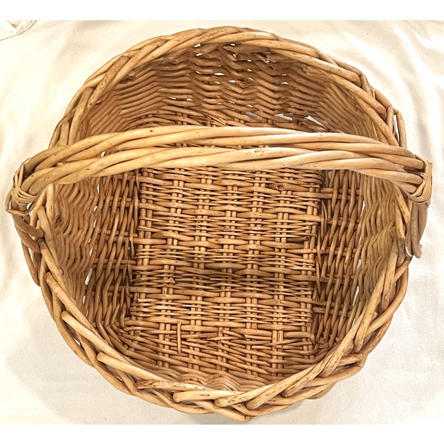 Large Vintage Handwoven Rattan Easter Basket For Sale - Image 9 of 12