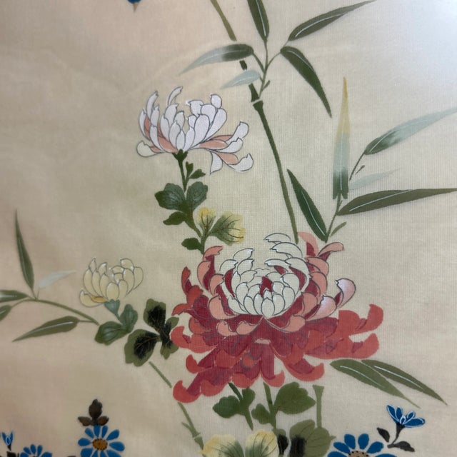 1970s Vintage 1978 Japan Bird Painting on Silk Faux Bamboo Frame For Sale - Image 5 of 10