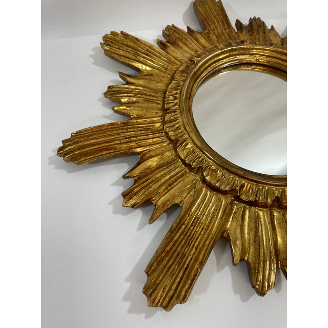 1960s 1960s Mid Century Italian Giltwood Sunburst Wall Mirror For Sale - Image 5 of 17