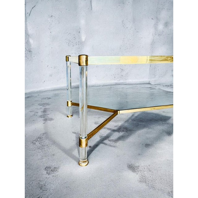 Brass and Glass Coffee/Side Table, 1970s For Sale - Image 3 of 6