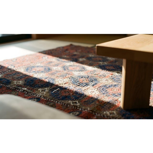 1880s Brown Oxidized Tribal Antique Baluch Turkmen Rug 3'0" X4'10" Handknotted Wool Carpet For Sale - Image 14 of 15