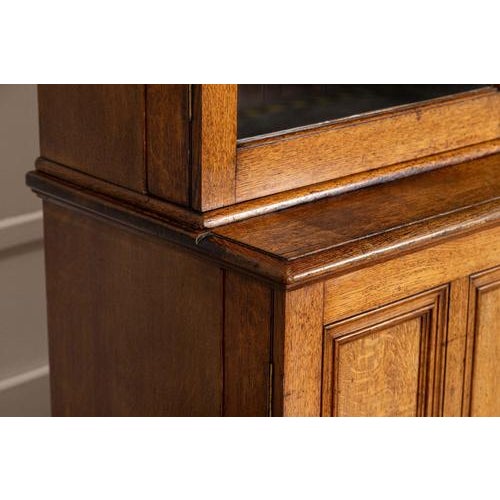 Large Antique English Oak Glazed Bookcase Cabinet, 1880 For Sale - Image 13 of 18