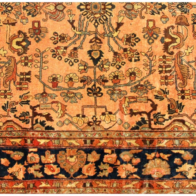 Black 1910 Antique Persian Lilihan Oriental Rug, in Room Size, with Flowers and Soft Tones For Sale - Image 8 of 9