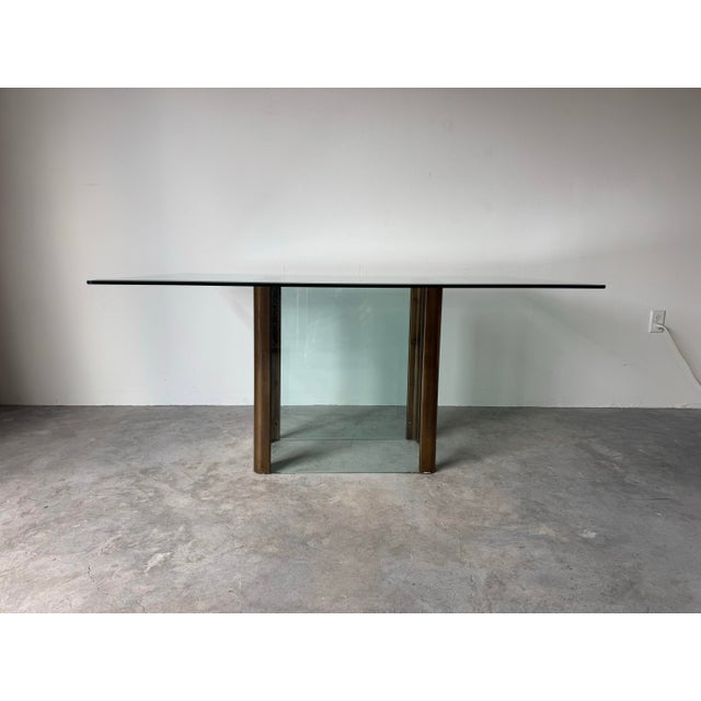 Vintage Pace–Style Glass and Bronze / Brass Finish Dining Table For Sale - Image 10 of 12
