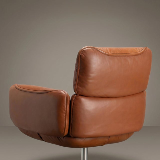 Knoll Otto Zapf Executive Chair in Original Saddle Brown Leather For Sale In New York - Image 6 of 11