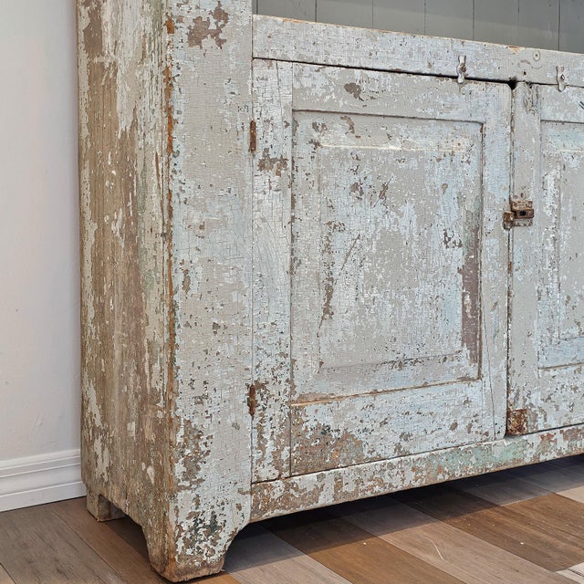 1900-1909 Primitive Painted Wood Farm Cupboard For Sale - Image 13 of 16