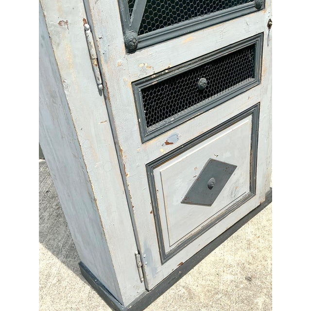 Vintage French Distressed Metal and Wood Cabinet For Sale - Image 10 of 18