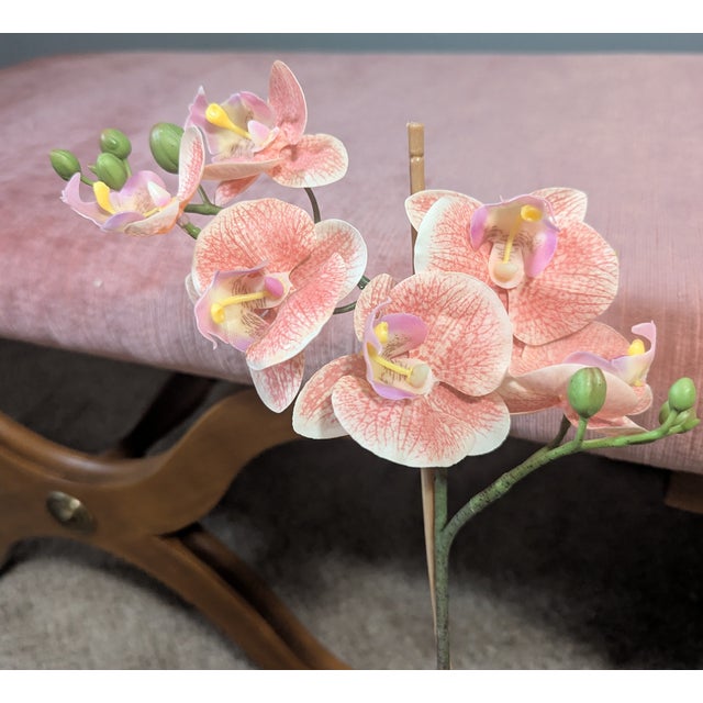 Vintage Dorothy Draper Espana Pink Velvet Bench With Curule Legs For Sale - Image 15 of 15