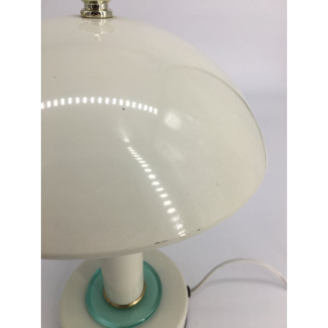 Vintage 1970s Memphis PostModern White Metal and Turquoise Glass Touch