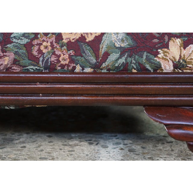 Burgundy 2 Antique Victorian Walnut Tapestry Upholstered Footstools Ottomans Bench Pair For Sale - Image 8 of 18