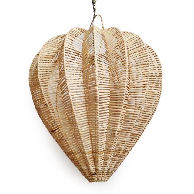 Contemporary Raw Rattan Starfruit Pendant Light Medium For Sale - Image 4 of 9