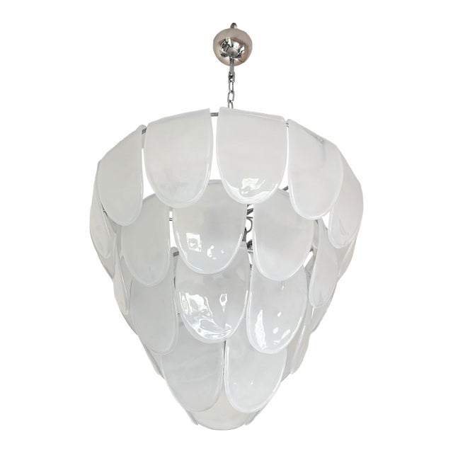 Contemporary Modern Sanded "Petals" Murano Style Glass Chandelier For Sale