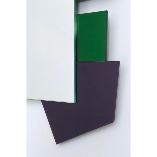 Wood Asymmetrical Colored Mirror in the style of Ettore Sottsass, 1980s For Sale - Image 7 of 12