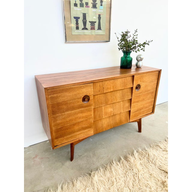 Mid-Century Modern Mid-Century Brutalist Teak Sideboard with Drawers and Recessed Round Handles, 1960s For Sale - Image 3 of 18