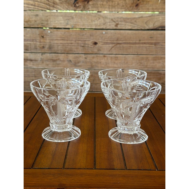 Late 20th Century Godinger Crystal Palm Tree Ice Cream Dessert Bowls - Set of Four For Sale In Naples, FL - Image 6 of 12