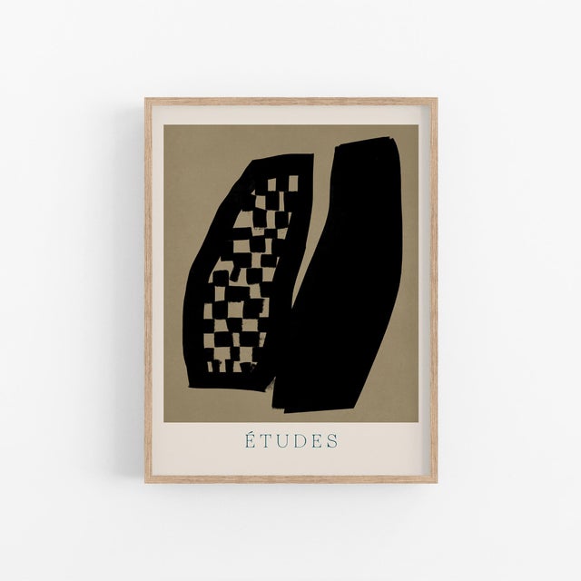 Abstract open edition giclee print. 20"x28" Black forms on beige / khaki background. Printed on matte art paper 200gsm....