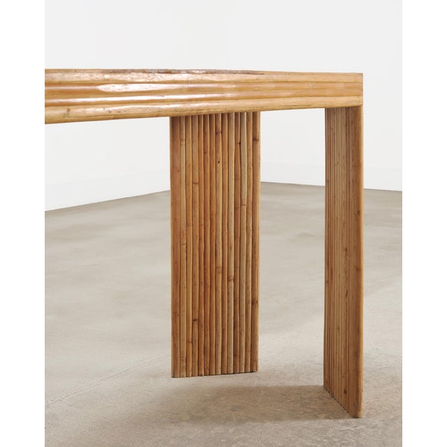 Organic Modern Pencil Reed Rattan Waterfall Console Table For Sale - Image 17 of 18