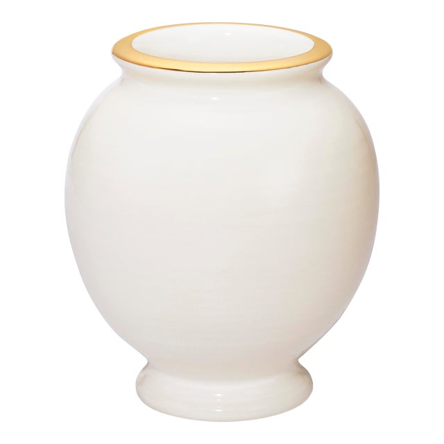 AERIN Siena Small Vase, Cream For Sale
