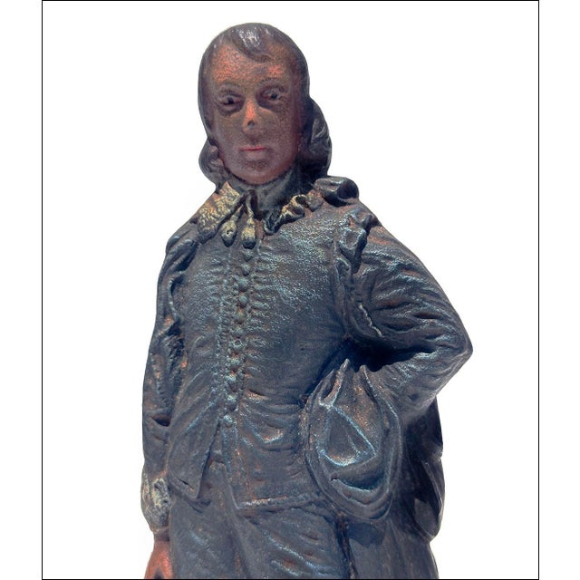 American Bradley & Hubbard Antique Cast Iron Blue Boy Door Stop-All Original Paint For Sale - Image 3 of 5