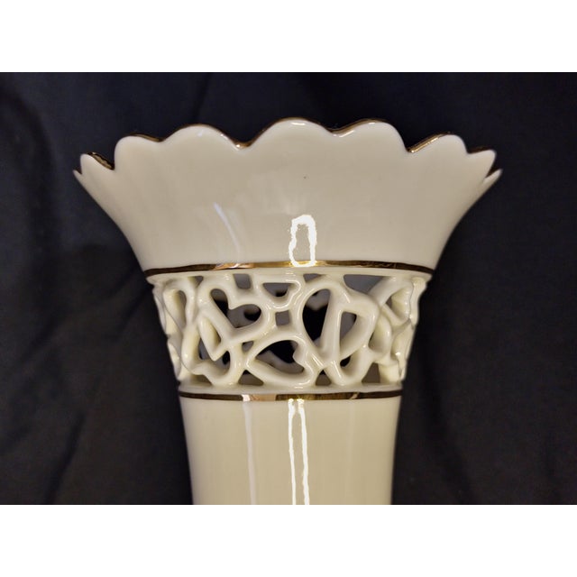 Lenox Pierced Heart Bone China Vase ~ 24k Gold Trim ~ Heart by Lenox Collection For Sale - Image 4 of 7