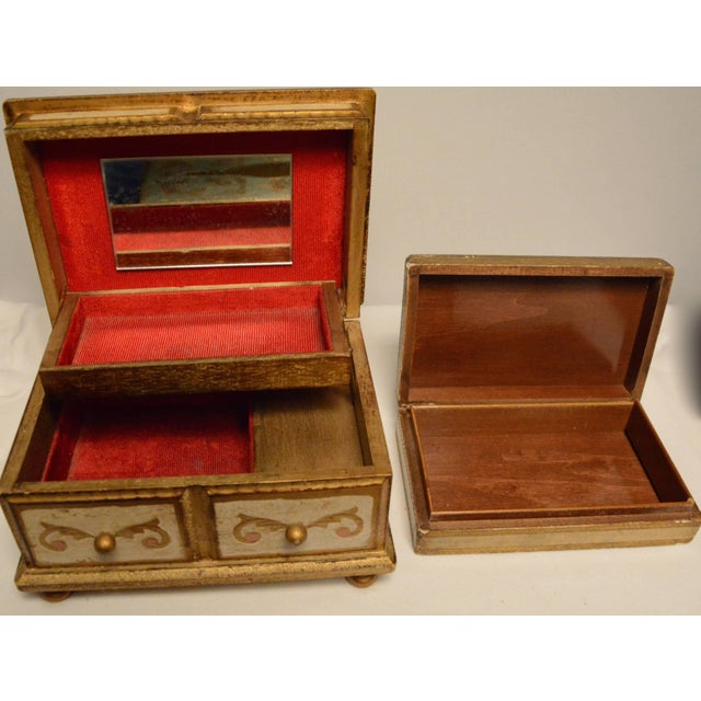 Italian Gilt Wood Trinket Boxes and Tissue Box For Sale - Image 3 of 5