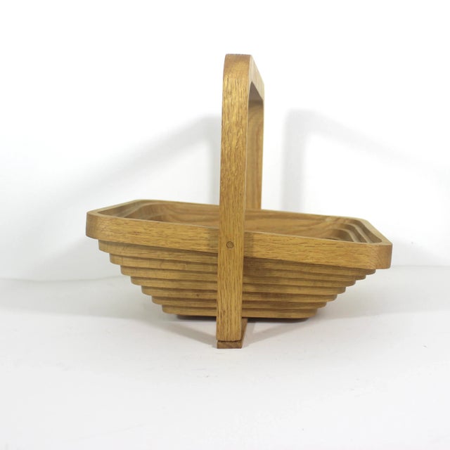 Vintage Wood Collapsible Basket Bowl For Sale - Image 4 of 9