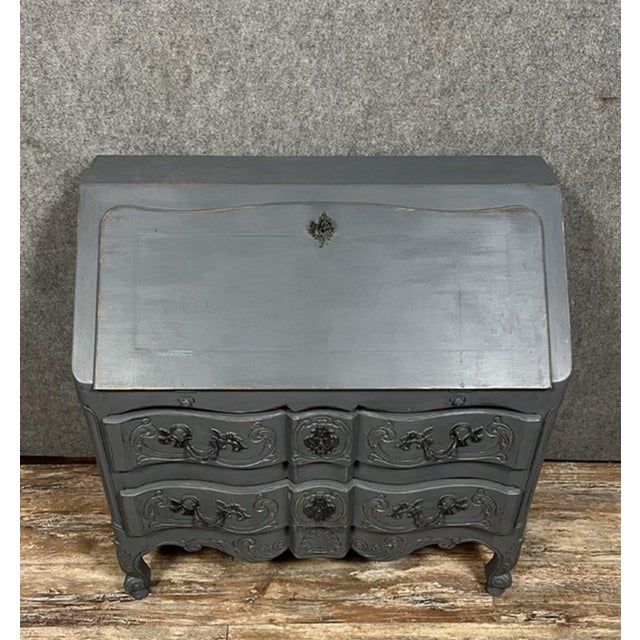 1920s Vintage Slant-Front Desk in Lacquered Wood, 1920s For Sale - Image 5 of 7