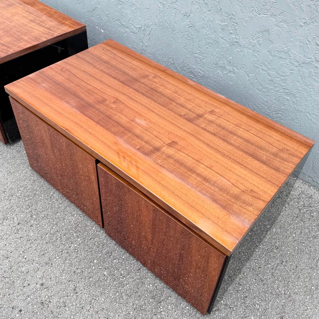 Wood Vintage “Elan” Black Lacquered Koa Wood Cabinets by Henredon - A Pair For Sale - Image 7 of 12