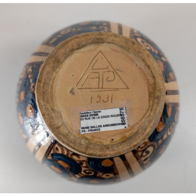 1930's French Art Deco Hispano Moresque Style Terra Cotta Redware Vase, Signed For Sale - Image 11 of 13