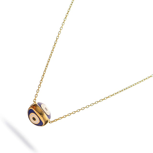 Guardian Blue Evil Eye Minimalist Gold Necklace For Sale In Miami - Image 6 of 7