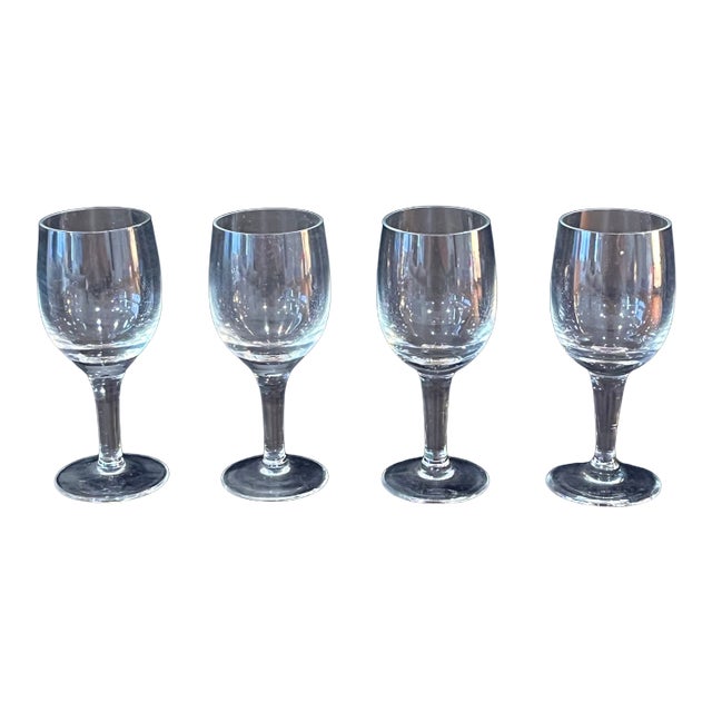 Vintage Cordial Glasses – Set of 4 Clear 3.75” Liqueur or Dessert Wine Glasses For Sale
