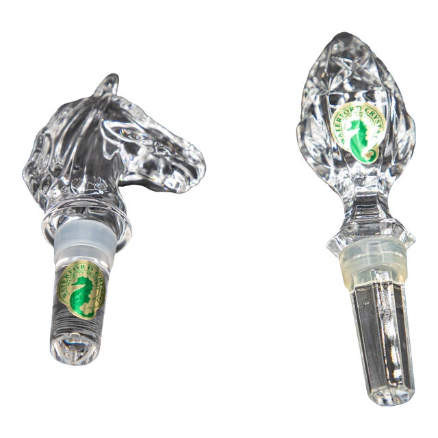 Vintage Waterford Crystal Bottle Stoppers - Horse and Acorn Designs With Boxes- Set of 2 For Sale