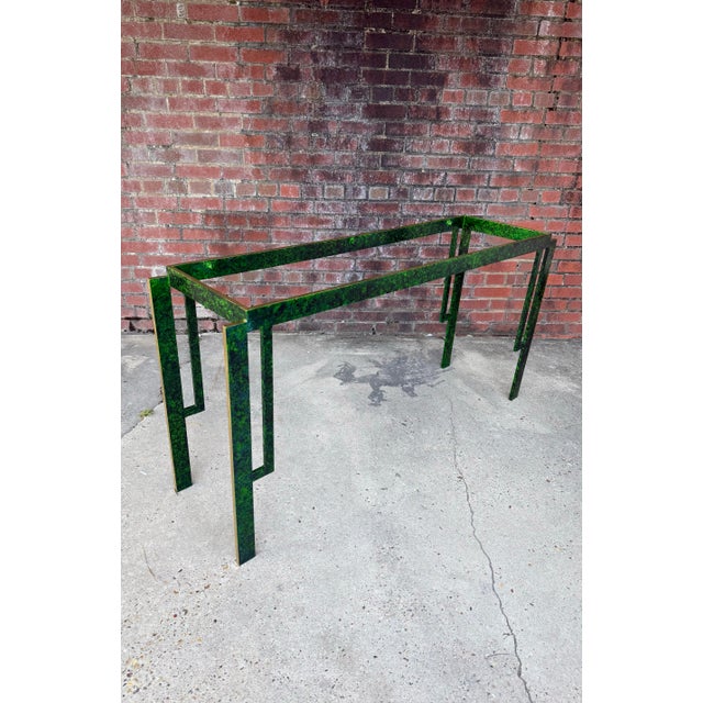 1970s Hand-Painted Faux Malachite Console Table by Turtle and Crane - Schumacher Xanadu Homage - Newly Painted For Sale In Mobile - Image 6 of 11