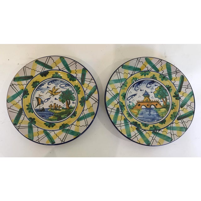 Italian Taller D-2 Savilla Majolica Cabinet Plates - a Pair For Sale - Image 9 of 9