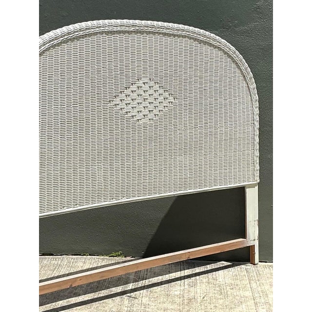 Vintage White Rattan Queen Headboard For Sale - Image 9 of 13