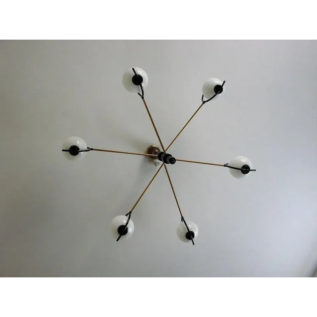 Metal Chandelier in the style of Stilnovo, 1960s. For Sale - Image 7 of 9