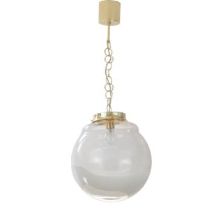 Suspension Light with White Milk Glass Sphere & Decoration, Italy For Sale