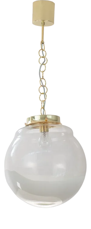 Suspension Light with White Milk Glass Sphere & Decoration, Italy