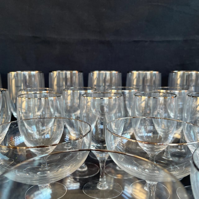 Glass Mid Century Fostoria Glassware With Platinum Rim- 36 Pieces For Sale - Image 7 of 7