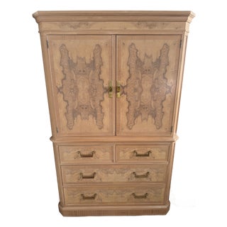 Late 20th Century Drexel Heritage Corinthian Collection Olive Burl Wood Finish Storage Cabinet For Sale