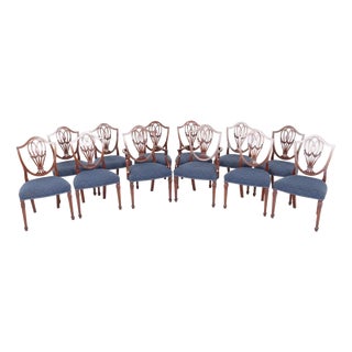 Hepplewhite Dining Chairs in Mahogany, Set of 12 For Sale