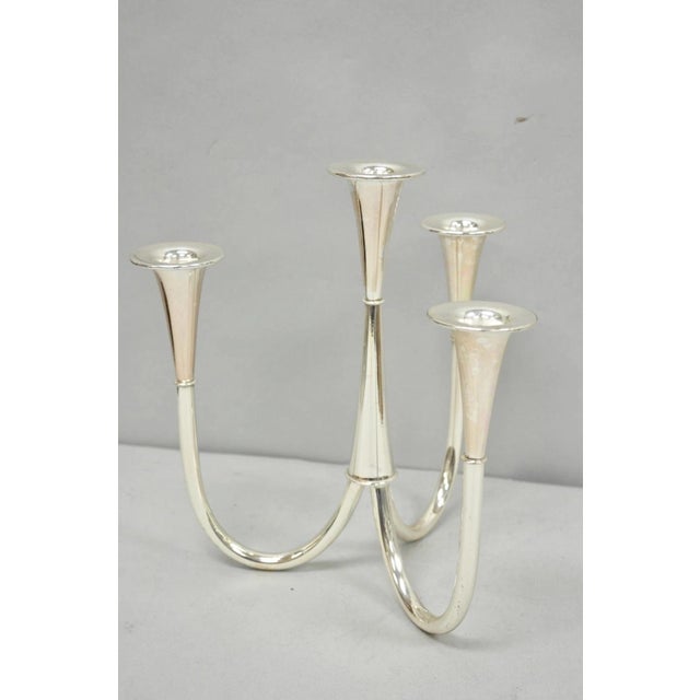 Vintage Wilhelm Wagenfeld for WMF Silver Plated Modern Candelabra Candle Holder For Sale - Image 4 of 15