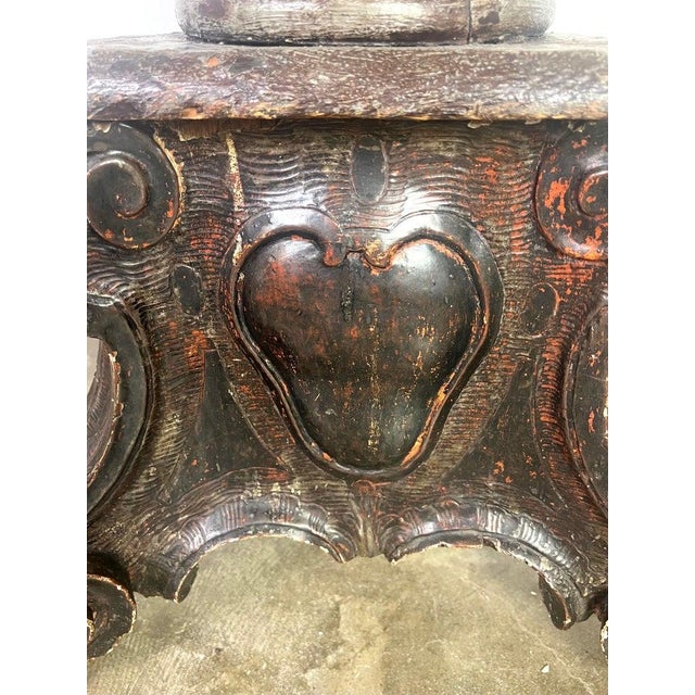 18th Century Baroque Standing Lamp, Carved Wood Base, Parchment Shade For Sale In Los Angeles - Image 6 of 17
