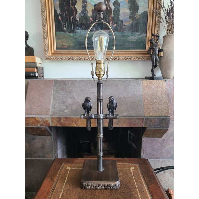 Vintage Bronze Table Lamp With Two Parrots For Sale - Image 15 of 17