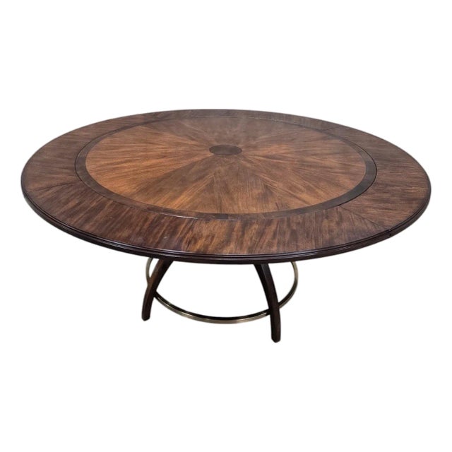 MCM Walnut Extension Dining Table With Sunburst Top For Sale