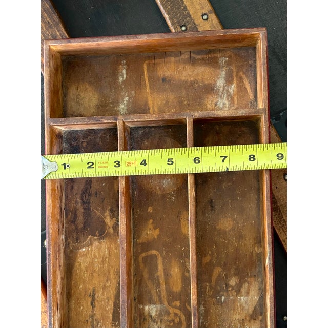 Vintage Wooden Tray Cutlery Box Folk Art For Sale In Columbus - Image 6 of 8