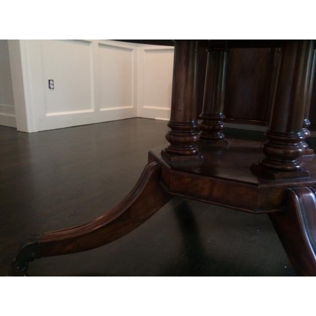 Theodore Alexander Gorgeous Theodore Alexander Essential Mahogany Flame Wood Round Extension Table- 57"round Extends to 82" Round For Sale - Image 4 of 12