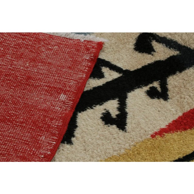 Textile Vintage Zeki Müren Art Deco Rug, With Big Colorful Leaves, From Rug & Kilim For Sale - Image 7 of 7