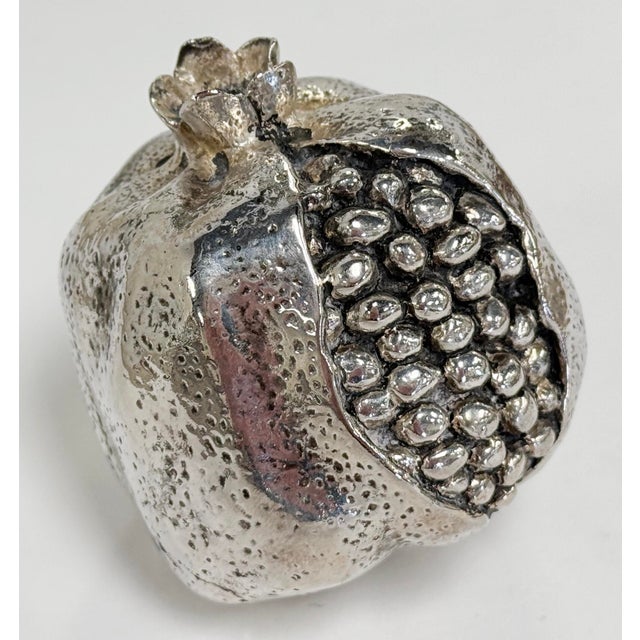 Vintage silver plated pomegranate paper weight or object. Beautiful detail and texture. Age wear. Patina.